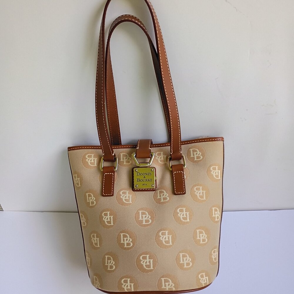 Dooney & Bourke Shoulder strap Boho Canvas and stitched leather straps EUC